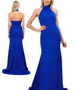 Prom Long High-Neck Mermaid Dress With Train By Poly USA 8252