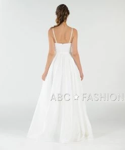 Long High Neck Satin Dress With Pockets By Poly USA 8272