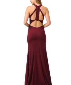 Prom Long High-Neck Trumpet Dress With Strappy Back By Poly USA 8296