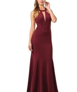Prom Long High-Neck Trumpet Dress With Strappy Back By Poly USA 8296