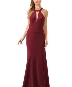 Prom Long High-Neck Trumpet Dress With Strappy Back By Poly USA 8296