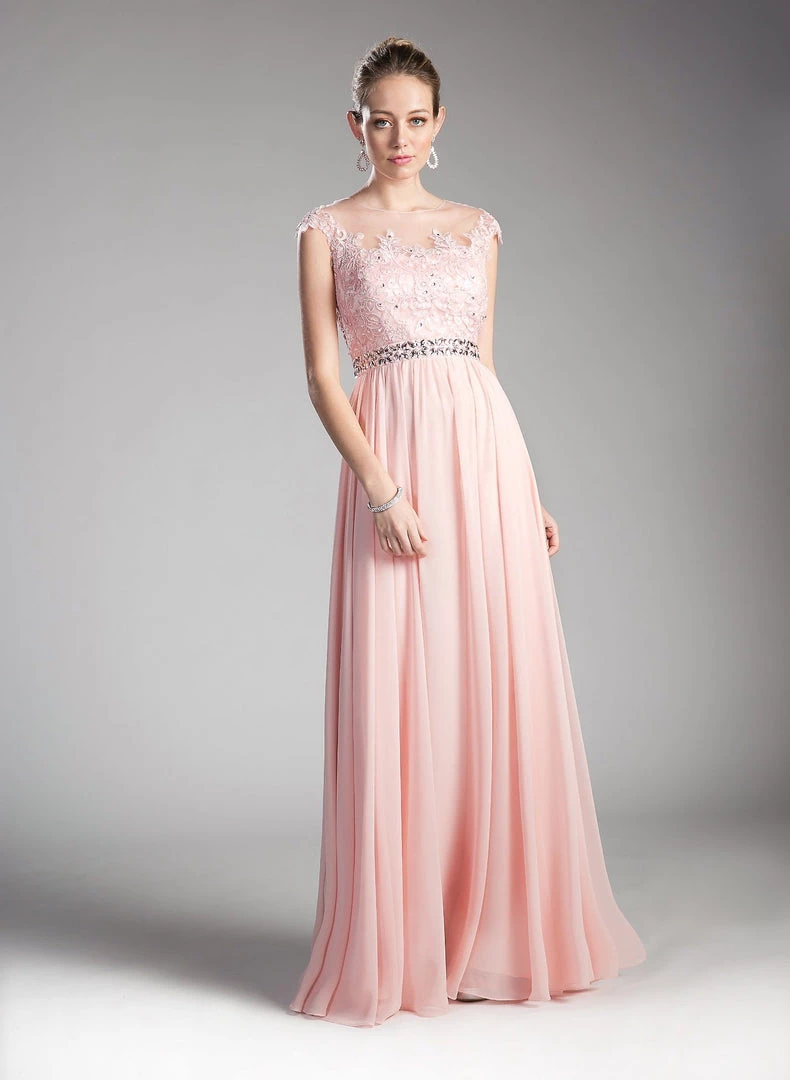 Applique Long Cap Sleeve Dress By Cinderella Divine UJ0011 5 Applique Long Cap Sleeve Dress By Cinderella Divine UJ0011