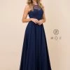 Long Illusion Dress With Appliqued Bodice By Nox Anabel Y009 Prom