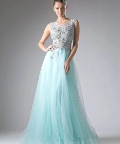 Long Butterfly Applique Dress By Cinderella Divine 1652