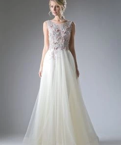 Long Butterfly Applique Dress By Cinderella Divine 1652