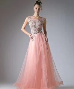 Long Butterfly Applique Dress By Cinderella Divine 1652