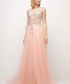 Long Butterfly Applique Dress By Cinderella Divine 1652