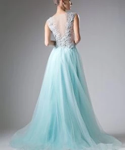 Long Butterfly Applique Dress By Cinderella Divine 1652