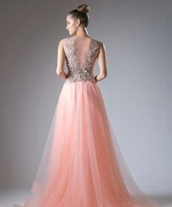 Long Butterfly Applique Dress By Cinderella Divine 1652