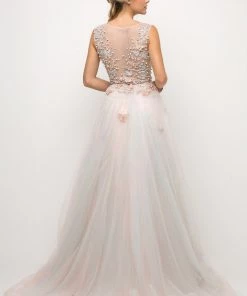 Long Butterfly Applique Dress By Cinderella Divine 1652