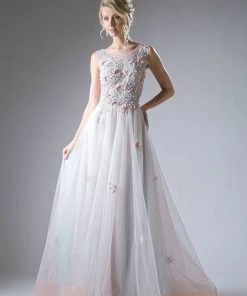 Long Butterfly Applique Dress By Cinderella Divine 1652