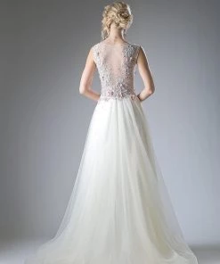 Long Butterfly Applique Dress By Cinderella Divine 1652