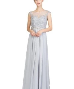 Starbox Long Illusion Dress With Floral Appliques By Star Box 6169 Prom 19 Starbox Long Illusion Dress With Floral Appliques By Star Box 6169 Prom