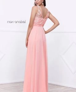 Long Illusion Dress With Lace Bodice By Nox Anabel 8334 Prom
