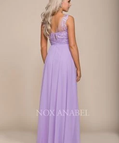 Long Illusion Dress With Lace Bodice By Nox Anabel 8334 Prom