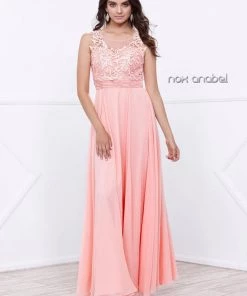Long Illusion Dress With Lace Bodice By Nox Anabel 8334 Prom