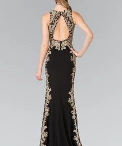 Long Illusion Dress With Open Back By Elizabeth K GL2320 Prom