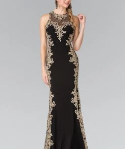 Long Illusion Dress With Open Back By Elizabeth K GL2320 Prom