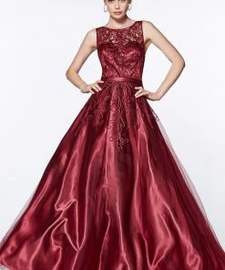 Applique Satin Ball Gown By Cinderella Divine 1020 Prom