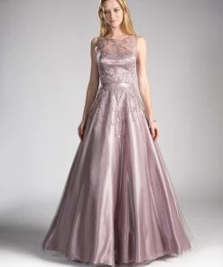 Applique Satin Ball Gown By Cinderella Divine 1020 Prom