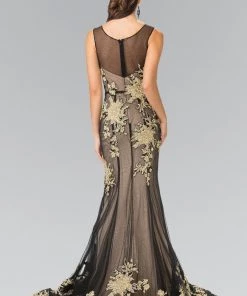Prom Long Illusion Mermaid Gown With Embroidery By Elizabeth K GL2335