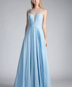 Long Sweetheart Chiffon Dress By Cinderella Divine CJ251 Prom
