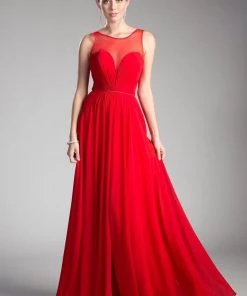 Long Sweetheart Chiffon Dress By Cinderella Divine CJ251 Prom