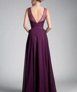 Long Sweetheart Chiffon Dress By Cinderella Divine CJ251 Prom