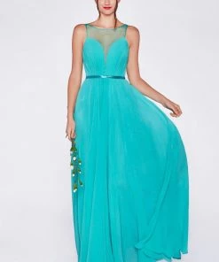 Long Illusion Sweetheart Dress By Cinderella Divine 7458 Prom