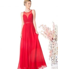 Long Illusion Sweetheart Dress By Cinderella Divine 7458 Prom