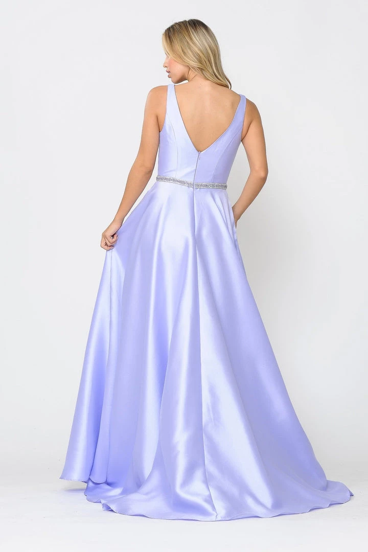 Long Illusion V-Neck Mikado Dress By Poly USA 8682 Prom 17 Long Illusion V-Neck Mikado Dress By Poly USA 8682 Prom