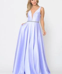 Long Illusion V-Neck Mikado Dress By Poly USA 8682 Prom 44 Long Illusion V-Neck Mikado Dress By Poly USA 8682 Prom