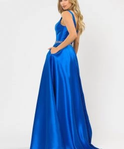 Long Illusion V-Neck Mikado Dress By Poly USA 8682 Prom 40 Long Illusion V-Neck Mikado Dress By Poly USA 8682 Prom