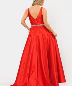 Long Illusion V-Neck Mikado Dress By Poly USA 8682 Prom 31 Long Illusion V-Neck Mikado Dress By Poly USA 8682 Prom