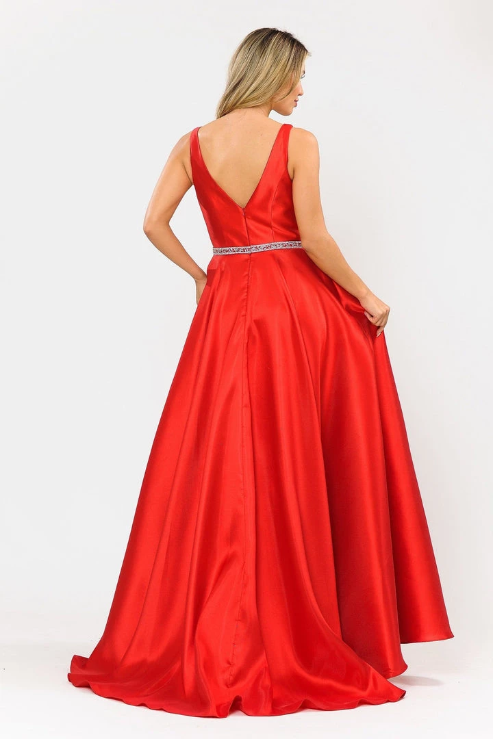 Long Illusion V-Neck Mikado Dress By Poly USA 8682 Prom 7 Long Illusion V-Neck Mikado Dress By Poly USA 8682 Prom