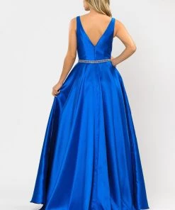 Long Illusion V-Neck Mikado Dress By Poly USA 8682 Prom 39 Long Illusion V-Neck Mikado Dress By Poly USA 8682 Prom