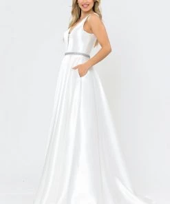 Long Illusion V-Neck Mikado Dress By Poly USA 8682 Prom 29 Long Illusion V-Neck Mikado Dress By Poly USA 8682 Prom