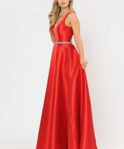 Long Illusion V-Neck Mikado Dress By Poly USA 8682 Prom 37 Long Illusion V-Neck Mikado Dress By Poly USA 8682 Prom