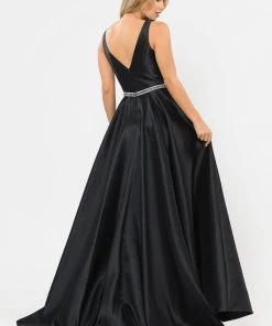 Long Illusion V-Neck Mikado Dress By Poly USA 8682 Prom 33 Long Illusion V-Neck Mikado Dress By Poly USA 8682 Prom