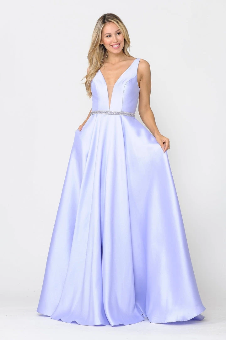 Long Illusion V-Neck Mikado Dress By Poly USA 8682 Prom 21 Long Illusion V-Neck Mikado Dress By Poly USA 8682 Prom