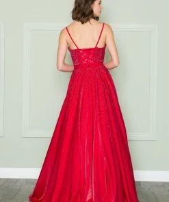 Long Iridescent Glitter Dress By Poly USA 8886