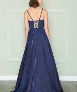 Long Iridescent Glitter Dress By Poly USA 8886