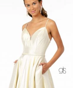 Long Iridescent Glitter Dress With Corset Back By Elizabeth K GL2951 Prom