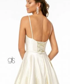 Long Iridescent Glitter Dress With Corset Back By Elizabeth K GL2951 Prom