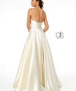 Long Iridescent Glitter Dress With Corset Back By Elizabeth K GL2951 Prom