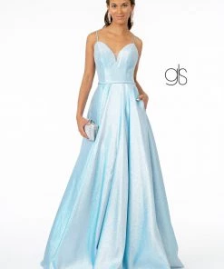 Long Iridescent Glitter Dress With Corset Back By Elizabeth K GL2951 Prom