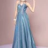 Long Iridescent Glitter Dress With Pockets By Elizabeth K GL2672