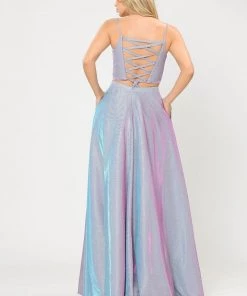 Long Iridescent Glitter Two Piece Dress By Poly USA 8676 24 Long Iridescent Glitter Two Piece Dress By Poly USA 8676