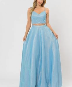 Long Iridescent Glitter Two Piece Dress By Poly USA 8676 30 Long Iridescent Glitter Two Piece Dress By Poly USA 8676