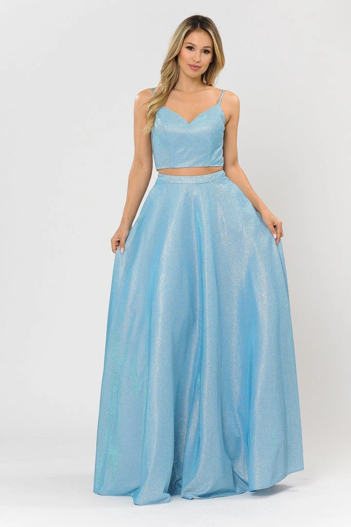 Long Iridescent Glitter Two Piece Dress By Poly USA 8676 14 Long Iridescent Glitter Two Piece Dress By Poly USA 8676